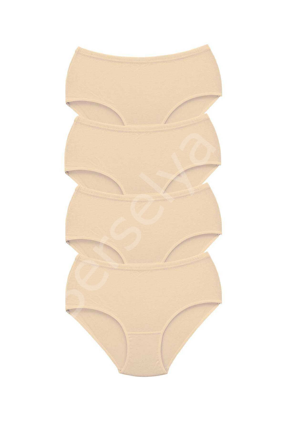 4 Adet Tutku Kadın Yüksek Bel Bato Kalın Lastik Külot Ten