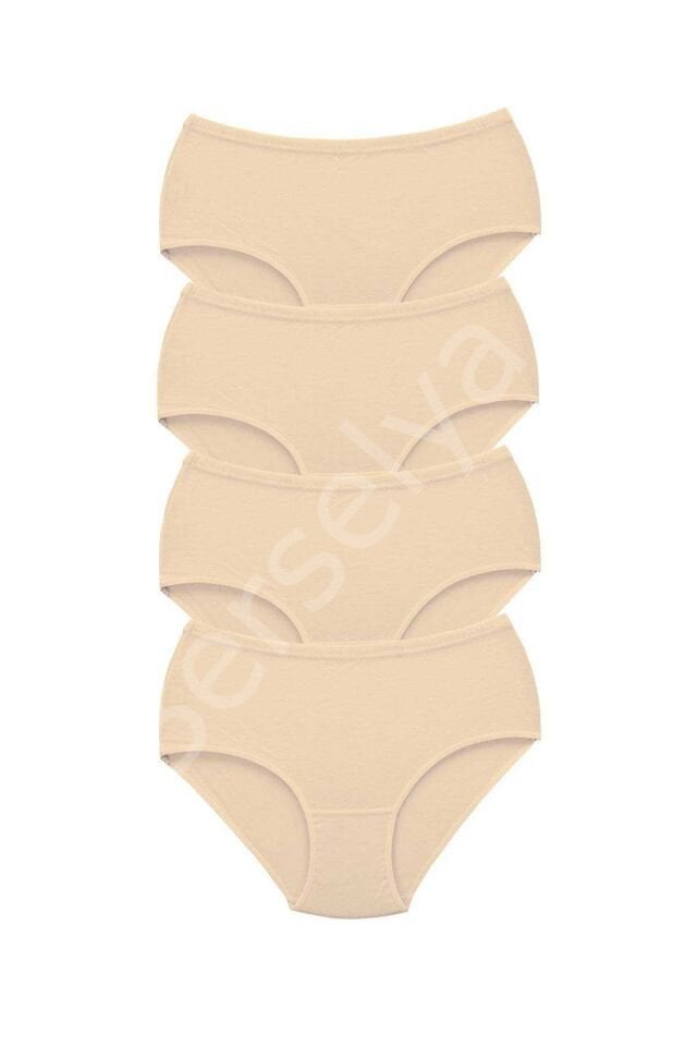 4 Adet Tutku Kadın Yüksek Bel Bato Kalın Lastik Külot Ten