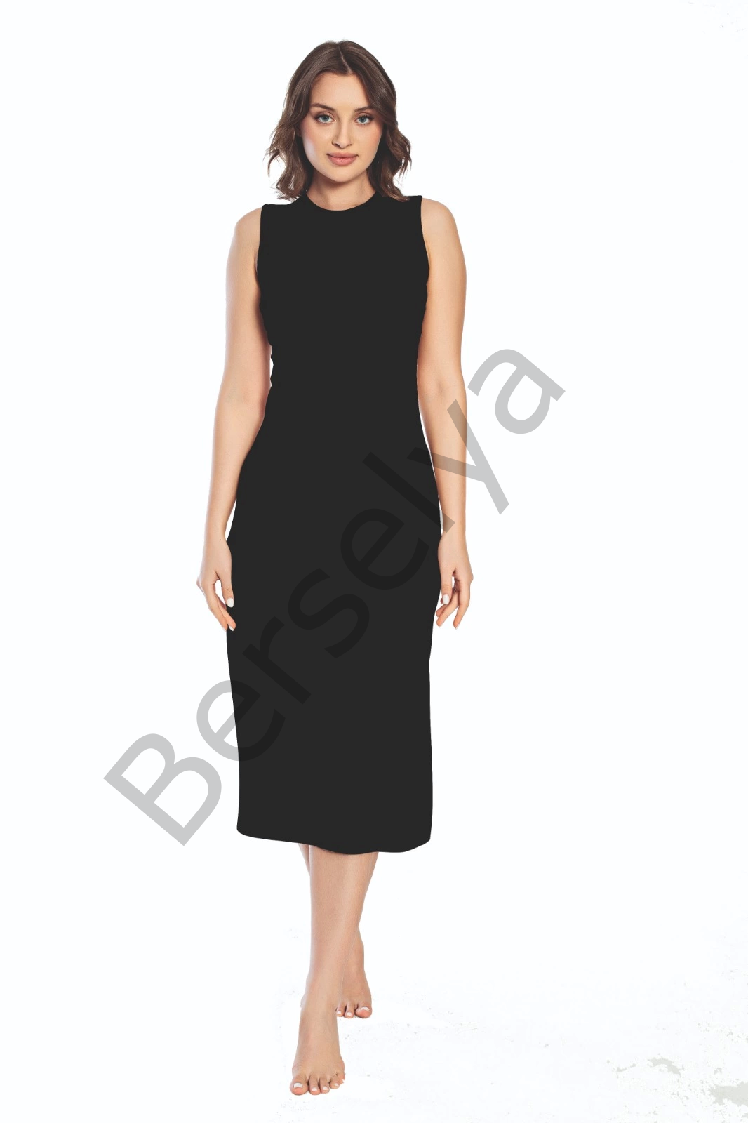 3164 Kalın Askı Uzun Viskon Elbise Kombinezon