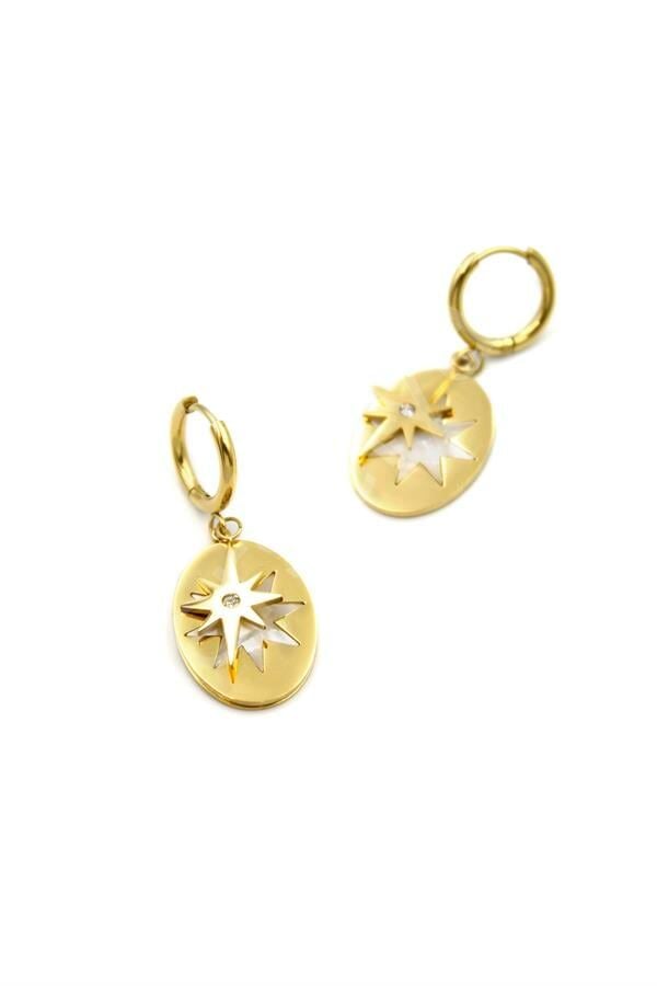 Kutup Yıldızı Sallantılı Küpe - Altın