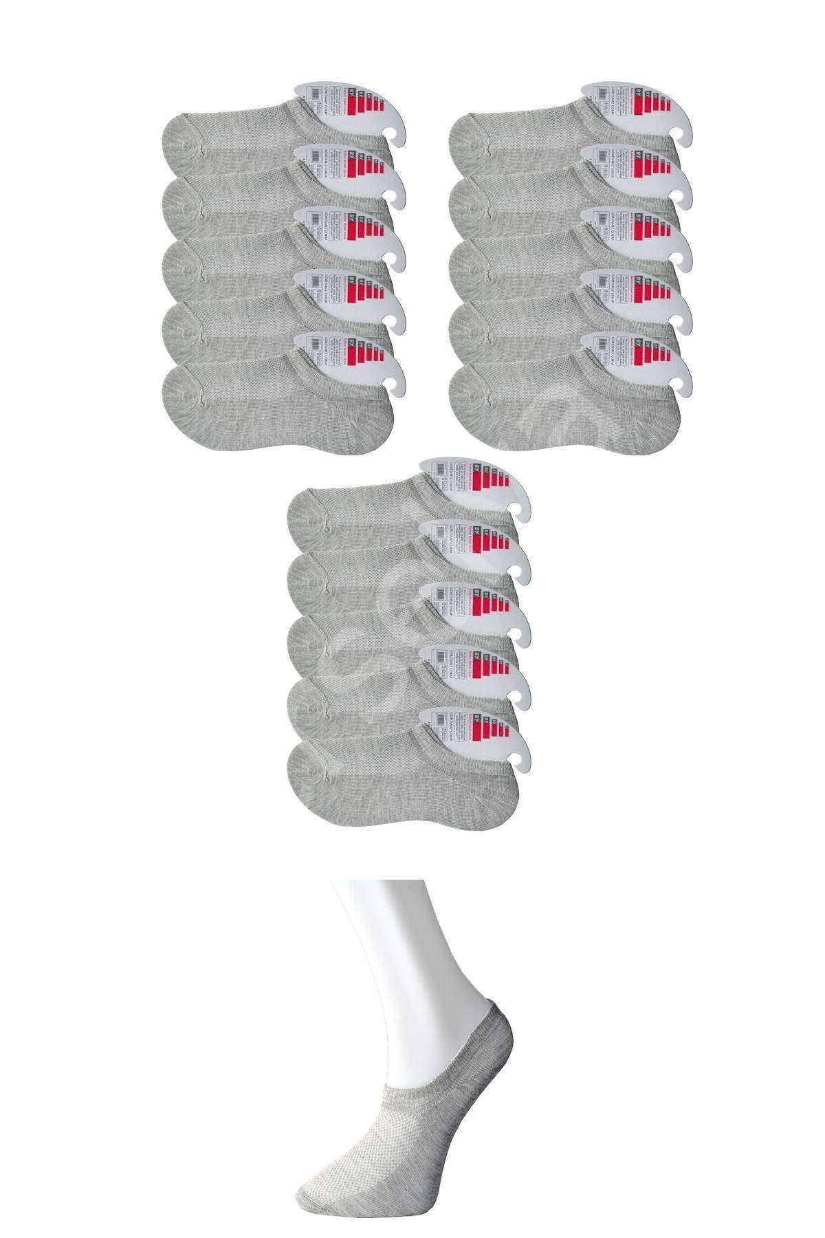 Gri Kadın Görünmez Çorap 15 Çift