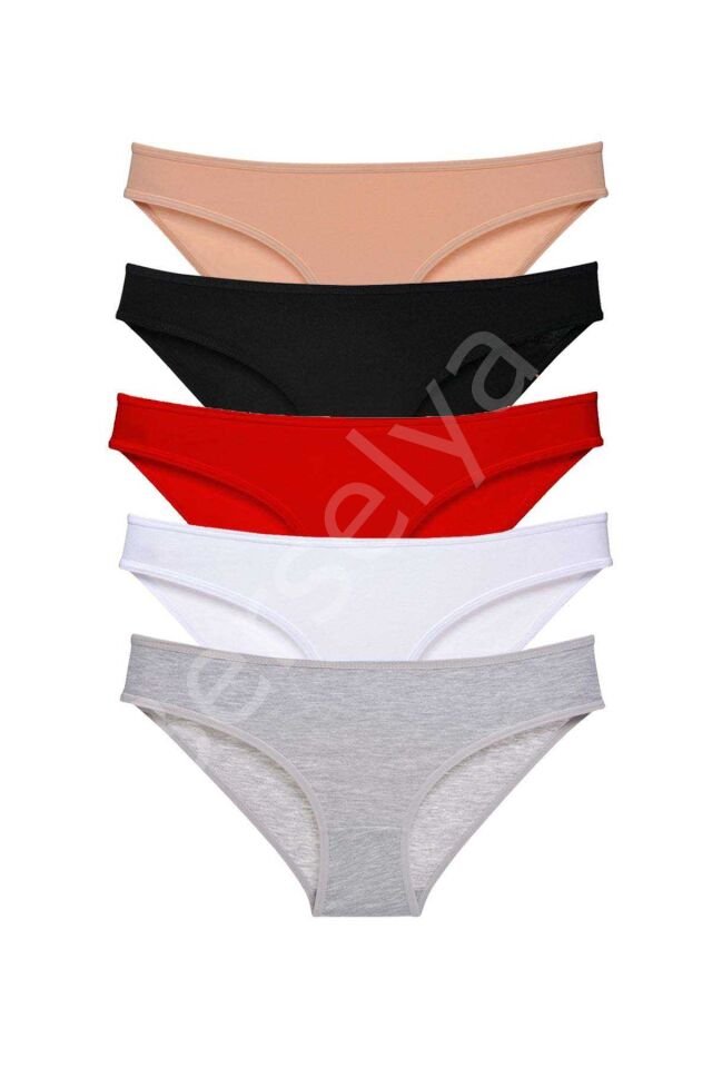 5 adet Süper Eko Set Likralı Kadın Slip Külot Çok Renkli