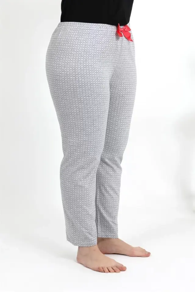 Kadın Pamuklu Büyük Beden Alt Pijama Gri