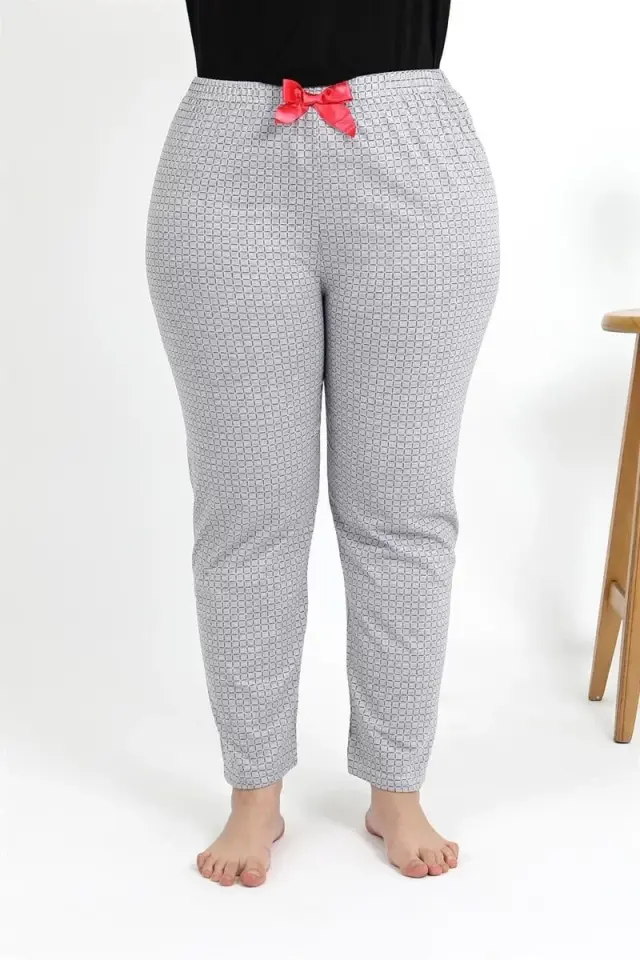 Kadın Pamuklu Büyük Beden Alt Pijama Gri