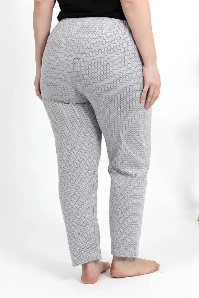 Kadın Pamuklu Büyük Beden Alt Pijama Gri