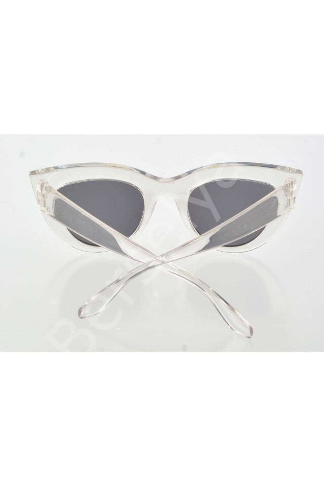 Şeffaf Beyaz Çerçeve Cat Eye Kadın Güneş Gözlüğü - Moda Gözlük