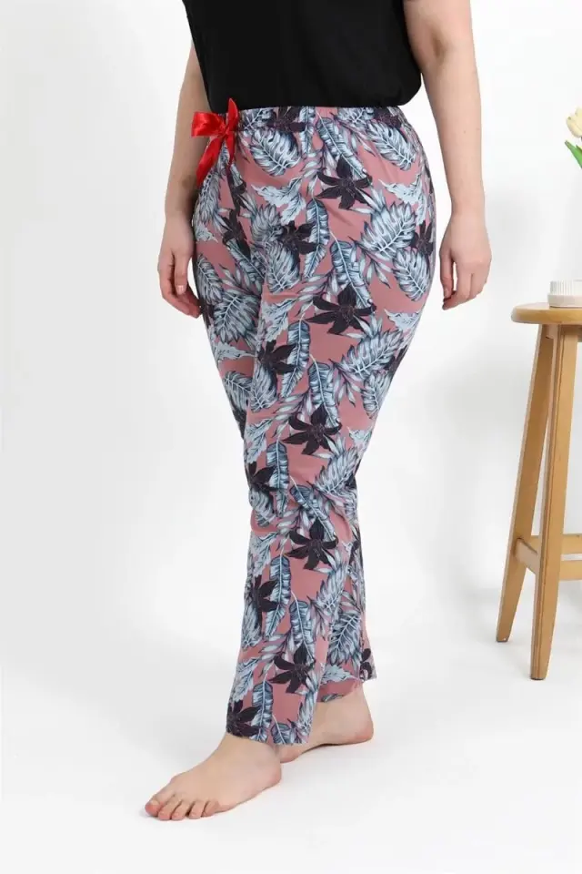 Kadın Pamuklu Büyük Beden Alt Pijama Somon