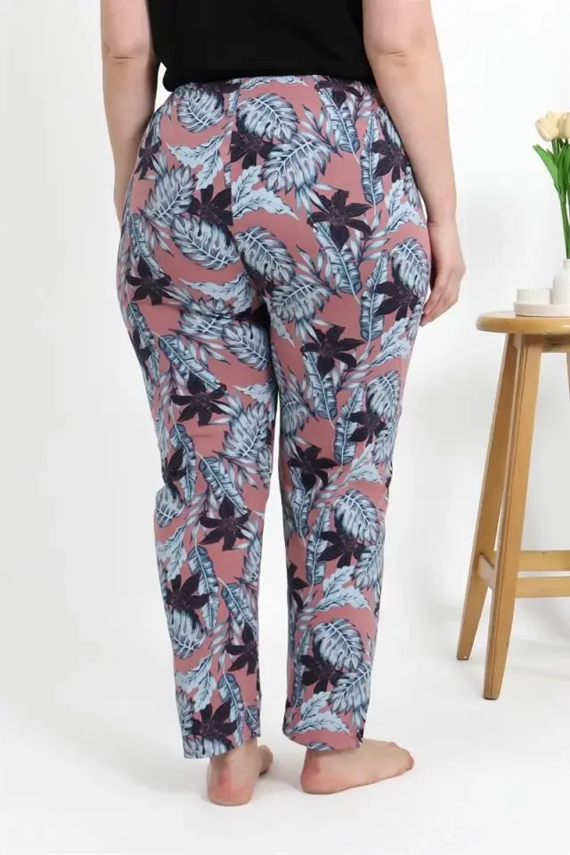 Kadın Pamuklu Büyük Beden Alt Pijama Somon