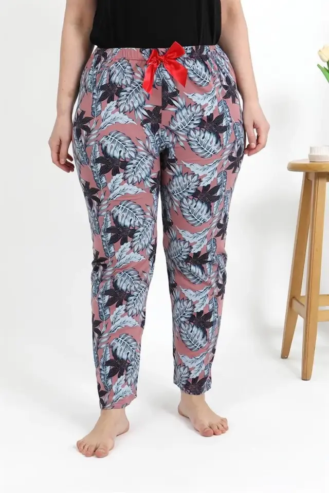 Kadın Pamuklu Büyük Beden Alt Pijama Somon
