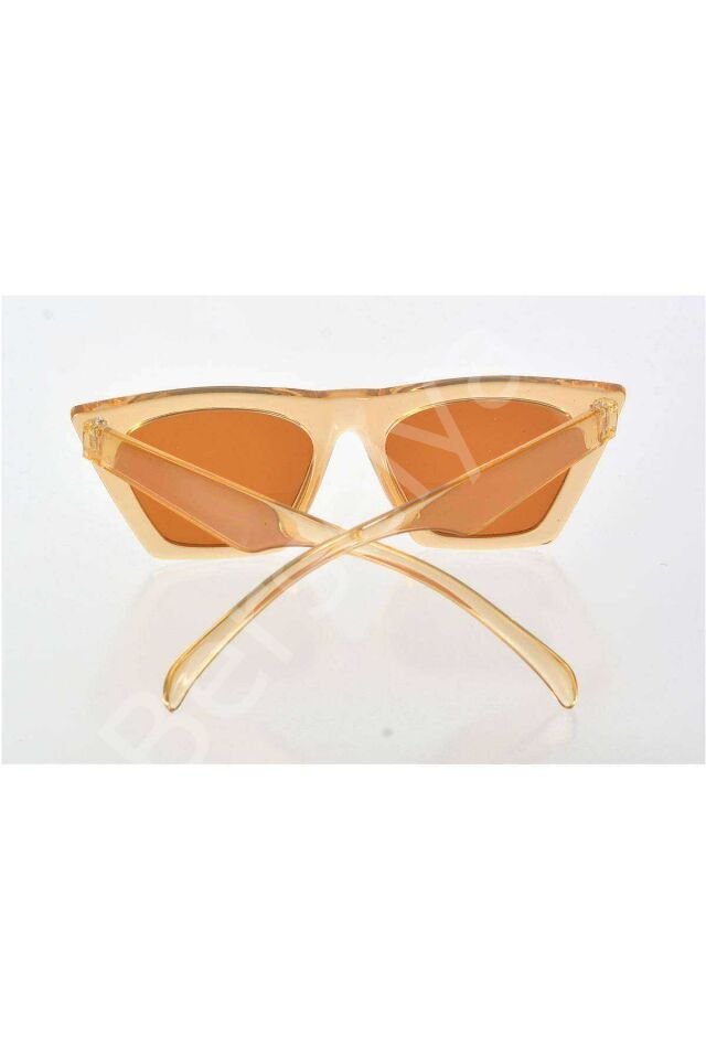 Şeffaf Sarı Çerçeve Cat Eye Kadın Güneş Gözlüğü - Moda Gözlük