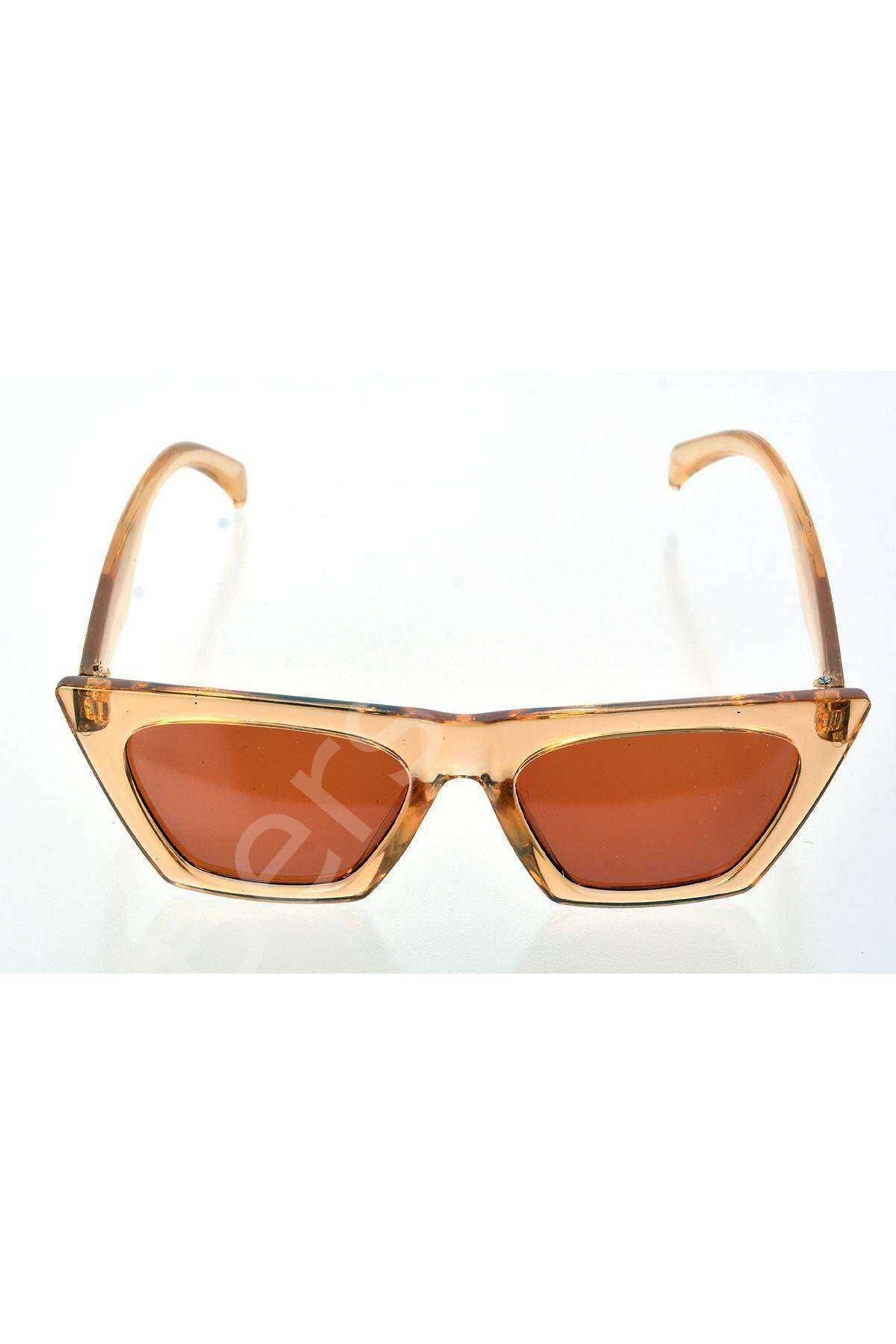 Şeffaf Sarı Çerçeve Cat Eye Kadın Güneş Gözlüğü - Moda Gözlük