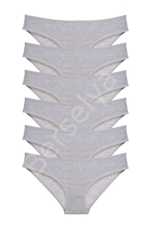 6 Adet Süper Eko Set Likralı Kadın Slip Külot Gri