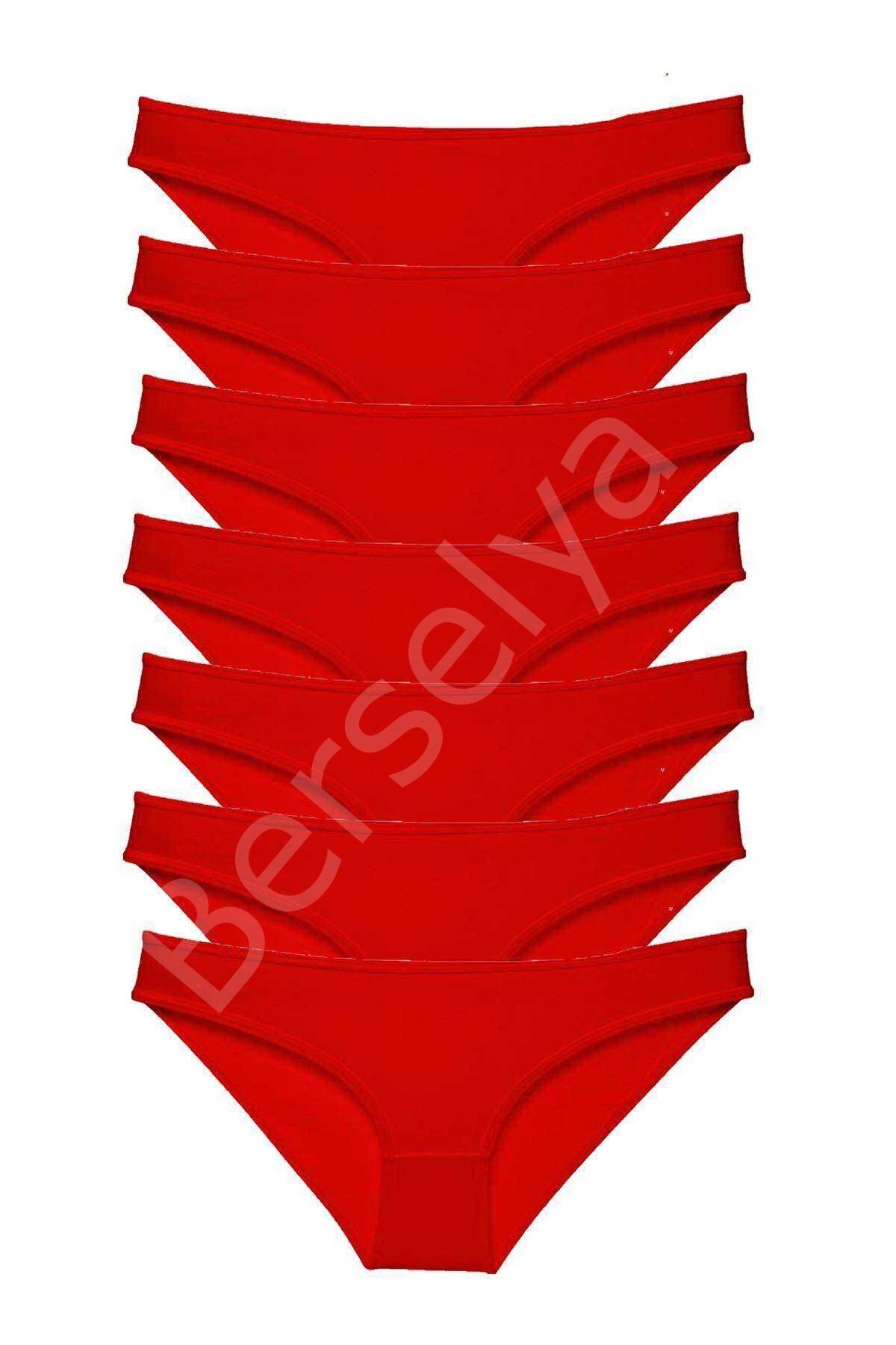 7 adet Süper Eko Set Likralı Kadın Slip Külot Kırmızı