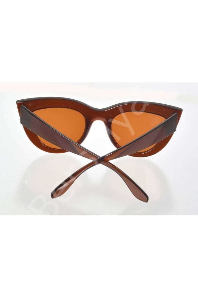 Kahverengi Çerçeve Cat Eye Kadın Güneş Gözlüğü - Moda Gözlük
