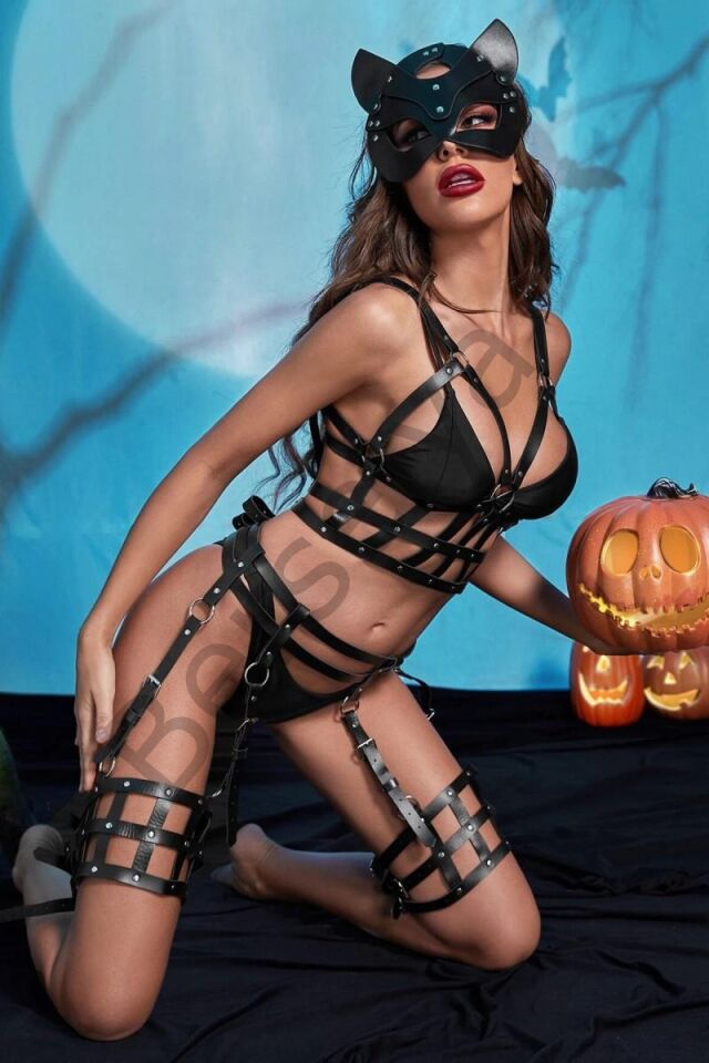 Fantezi Kedi Maskeli Harness Set