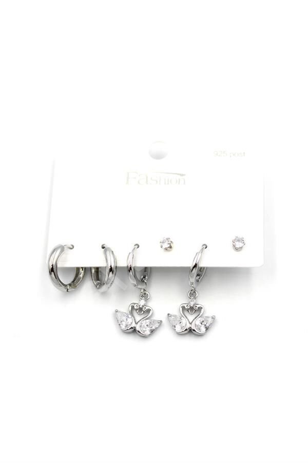 Çoklu Kuğu Küpe - Gümüş