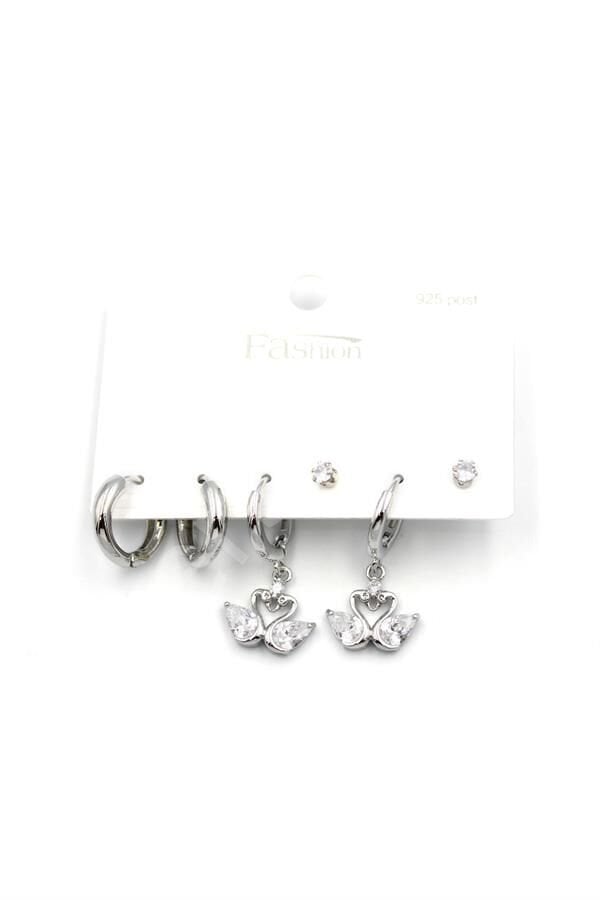 Çoklu Kuğu Küpe - Gümüş