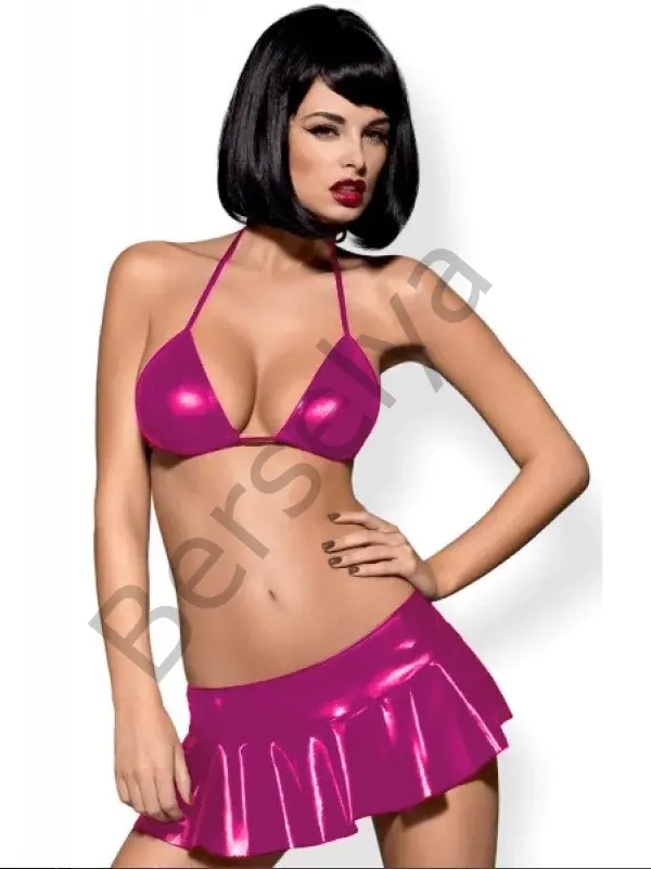 Fantezi Pembe Mini Etekli Seksi Sütyentakım Seksi İç Giyim