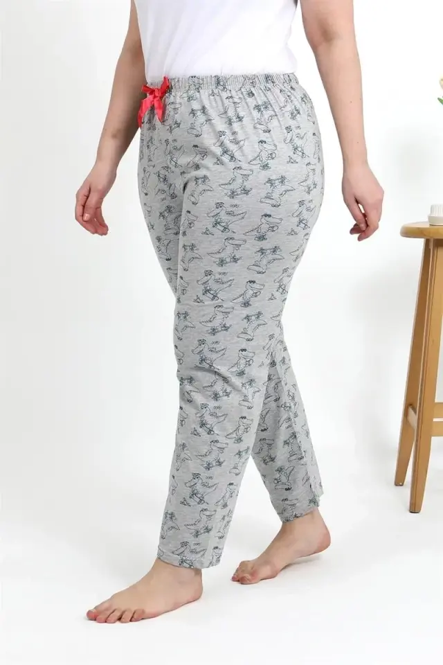 Kadın Pamuklu Büyük Beden Alt Pijama Gri