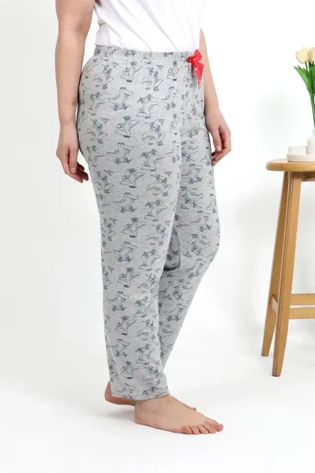 Kadın Pamuklu Büyük Beden Alt Pijama Gri