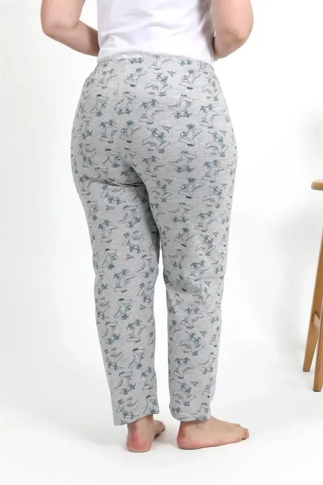 Kadın Pamuklu Büyük Beden Alt Pijama Gri