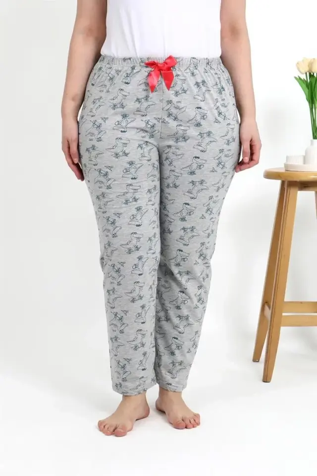 Kadın Pamuklu Büyük Beden Alt Pijama Gri