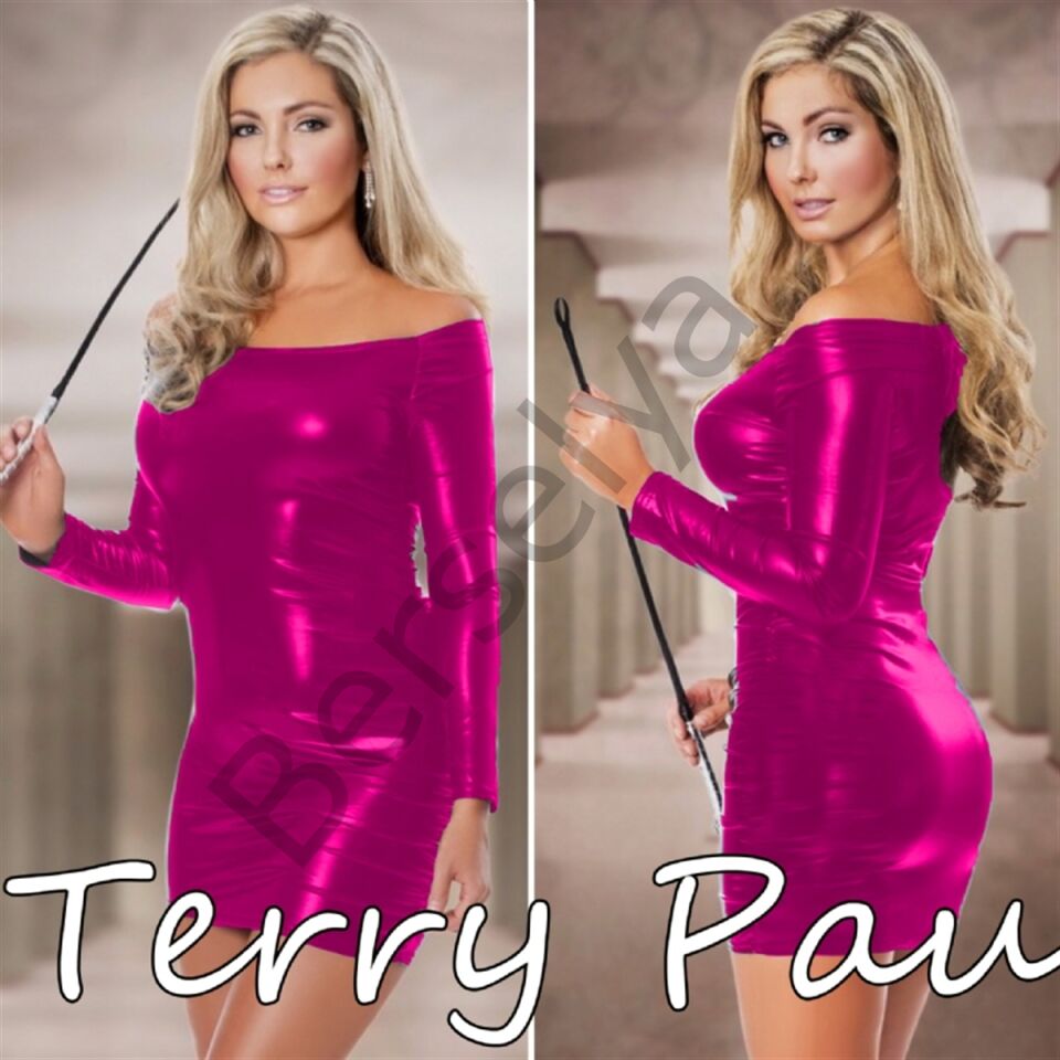 B101167 Uzun Kollu Parlak Elbise