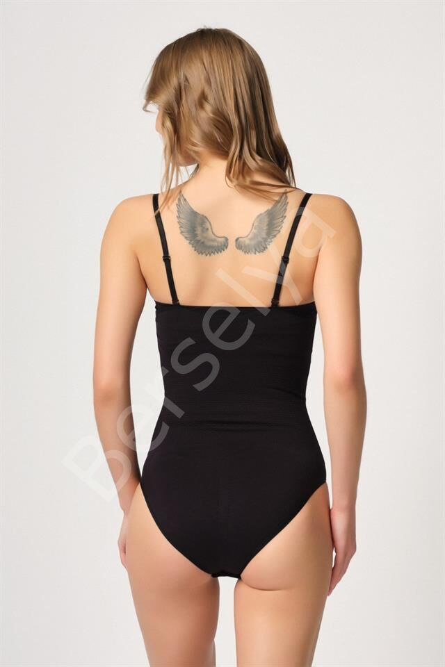 Siyah Emay 2043 Göğsü Açık Agraflı Body Korse