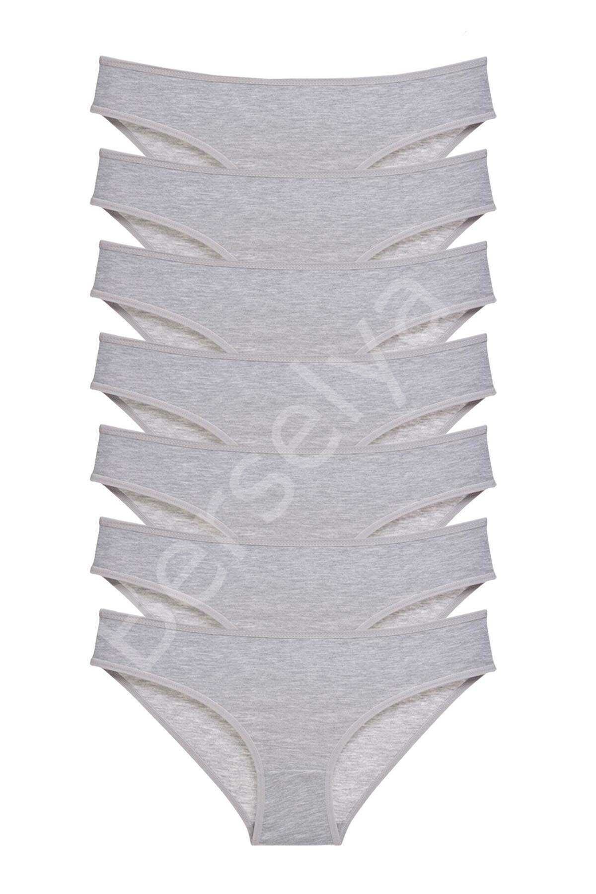 7 adet Süper Eko Set Likralı Kadın Slip Külot Gri