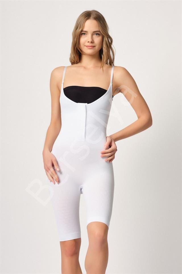 Beyaz Emay 2093 Ön Agraflı Göğsü Açık Paçalı Boy Korse