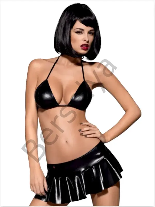 Fantezi Siyah Mini Etekli Seksi Sütyentakım Seksi İç Giyim