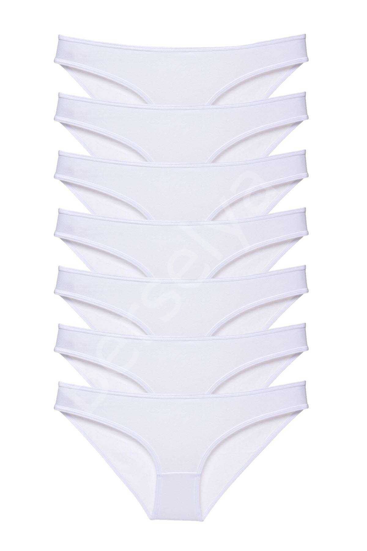 7 adet Süper Eko Set Likralı Kadın Slip Külot Beyaz