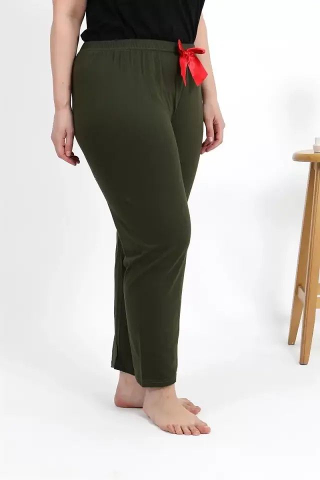 Kadın Pamuklu Büyük Beden Alt Pijama Haki