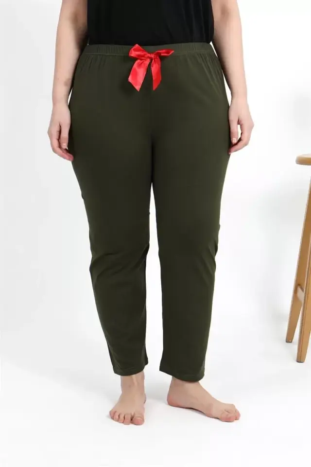 Kadın Pamuklu Büyük Beden Alt Pijama Haki