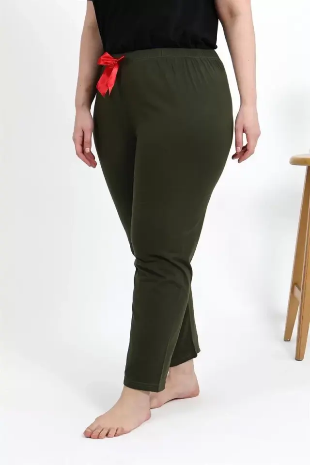 Kadın Pamuklu Büyük Beden Alt Pijama Haki