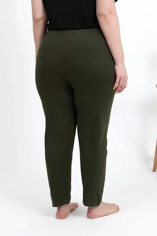 Kadın Pamuklu Büyük Beden Alt Pijama Haki