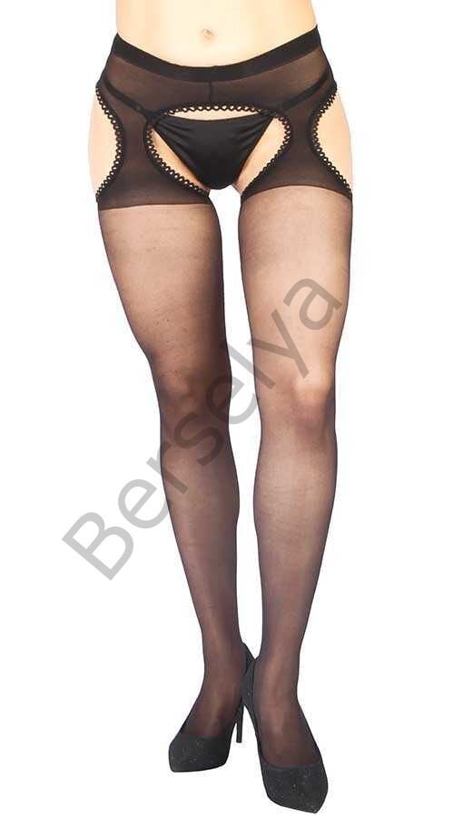 Siyah Özel Bölgesi Açık Fantazi Külotlu Çorap Brf0935
