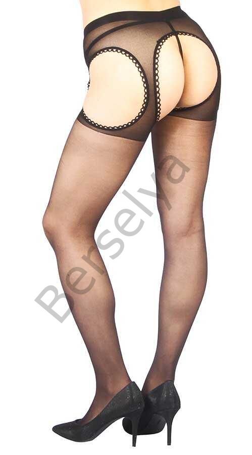Siyah Özel Bölgesi Açık Fantazi Külotlu Çorap Brf0935