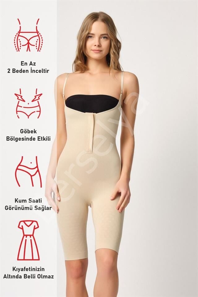 Ten Emay 2093 Ön Agraflı Göğsü Açık Paçalı Boy Korse