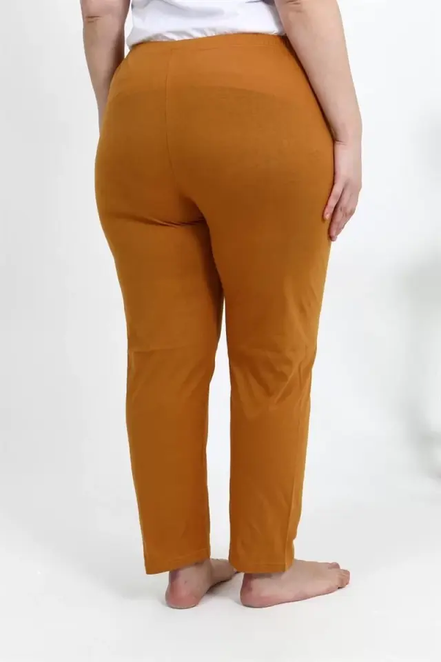 Kadın Pamuklu Büyük Beden Alt Pijama Hardal