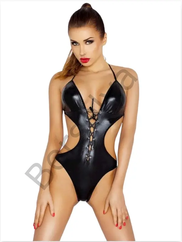 Fantezi Yanları Açık Dekolteli Önden Bağlamalı Seksi Lame Babydol