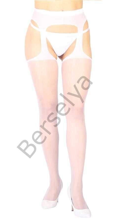 Beyaz Özel Bölgesi Açık Fantazi Külotlu Çorap Brf1054