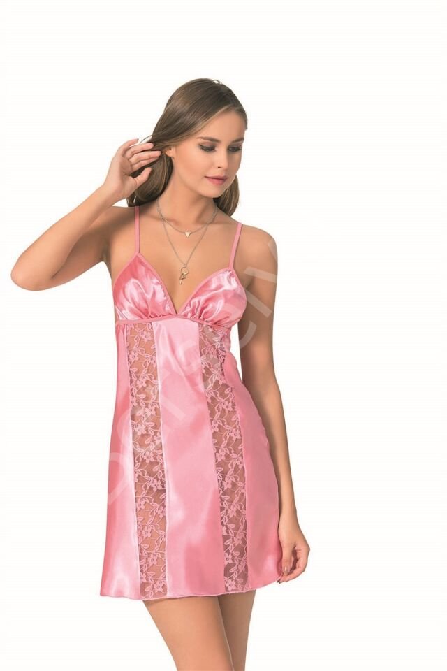 Pembe Kısa Saten Gecelik