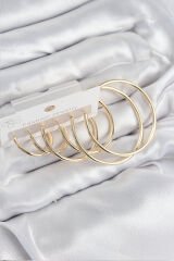 Pirinç Halka Model Gold Renk Kadın Set Küpe