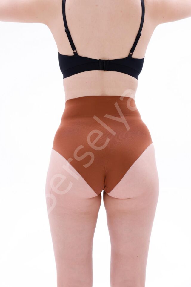 Kahverengi Mı  2704 Lazer Kesim Yüksek Bel Hayalet Külot