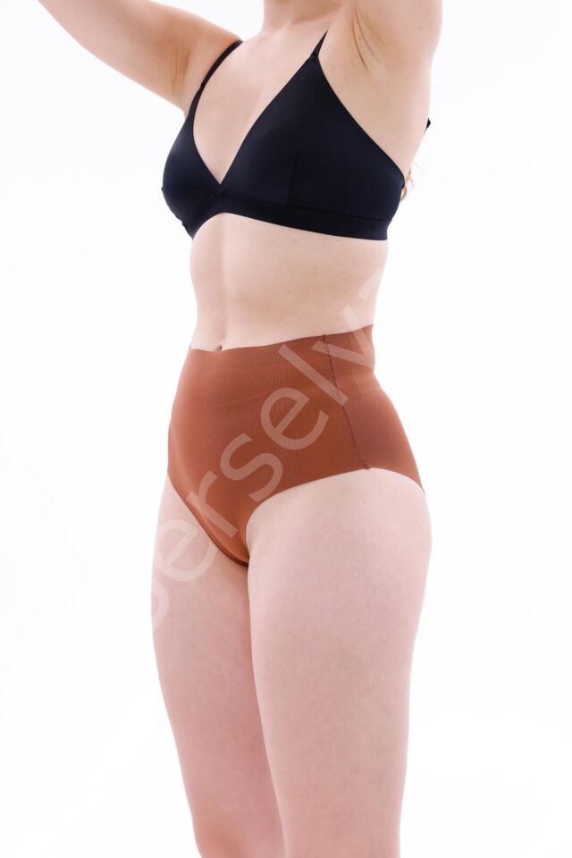 Kahverengi Mı  2704 Lazer Kesim Yüksek Bel Hayalet Külot