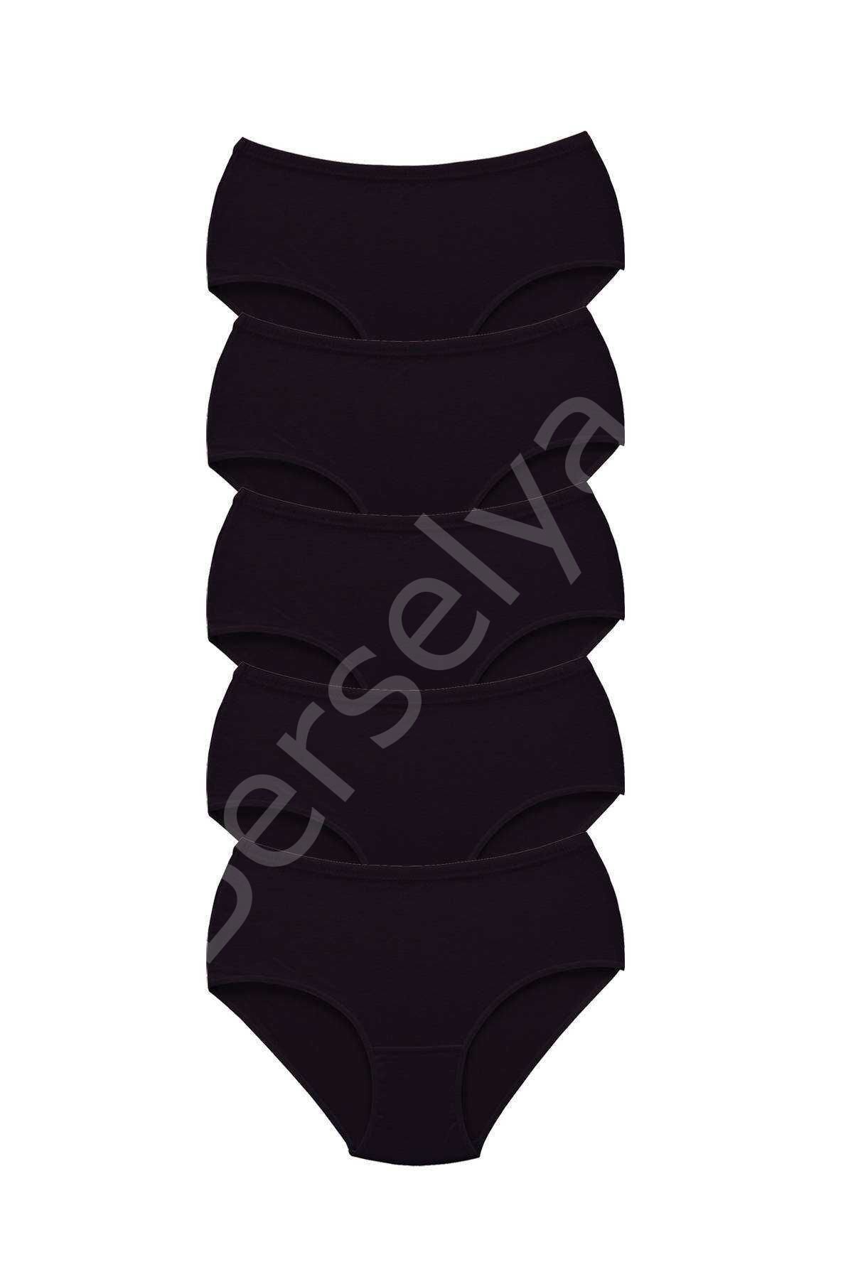 5 Adet Tutku Kadın Yüksek Bel Bato Kalın Lastik Külot Siyah