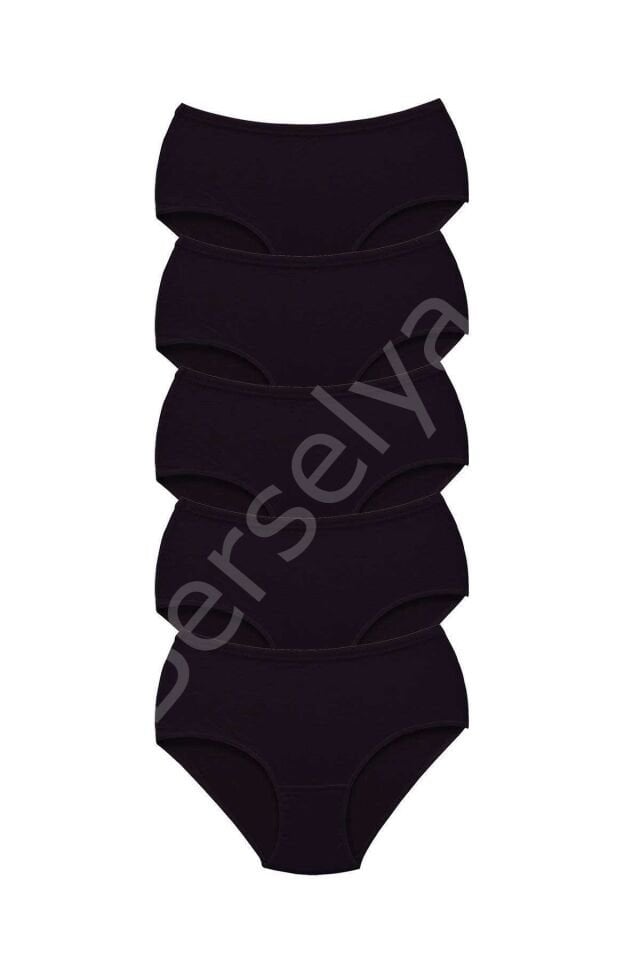 5 Adet Tutku Kadın Yüksek Bel Bato Kalın Lastik Külot Siyah