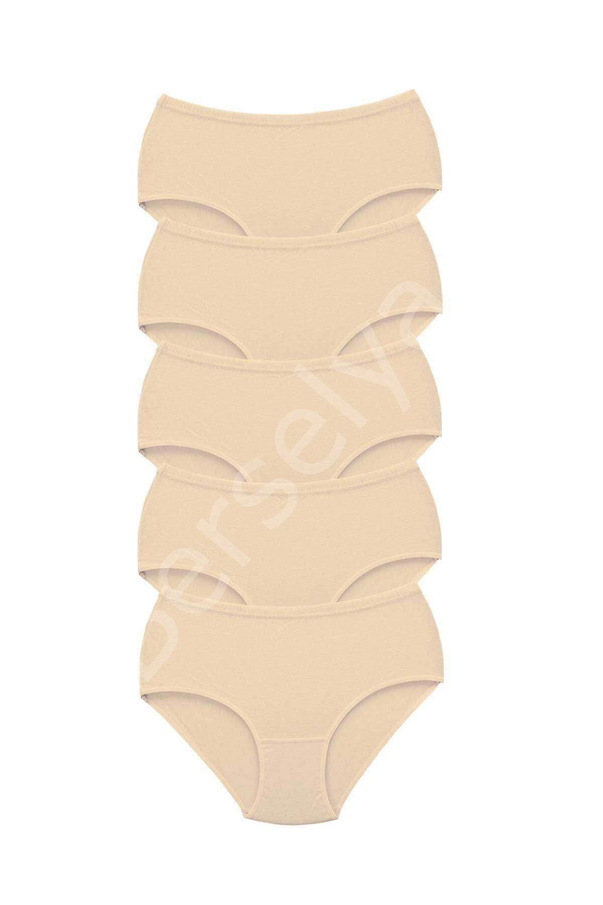 5 Adet Tutku Kadın Yüksek Bel Bato Kalın Lastik Külot Ten