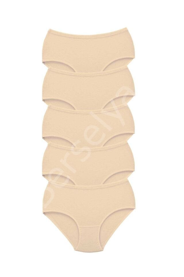 5 Adet Tutku Kadın Yüksek Bel Bato Kalın Lastik Külot Ten